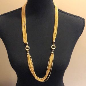 Gold 15 Strand Long Necklace